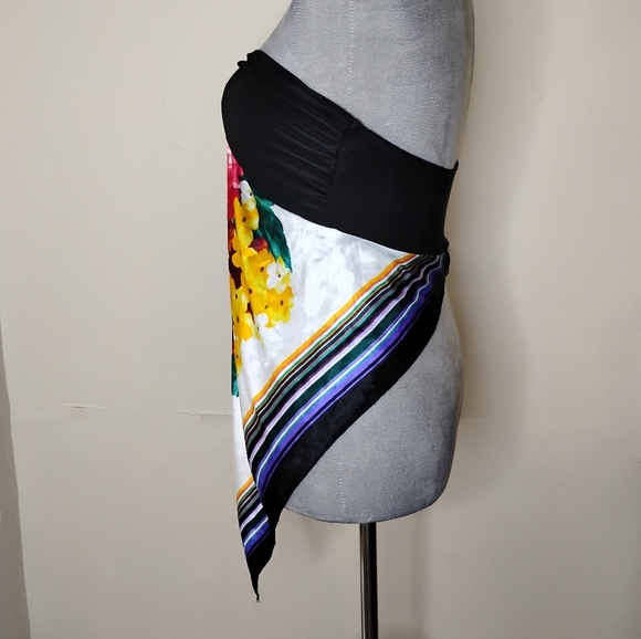 Papaya Strapless Satin Handkerchief Top L Floral Y2K Babydoll Festival - Picture 4 of 8